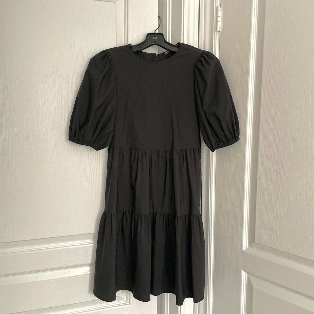 Zara Open-Back Puff-Sleeve Dress